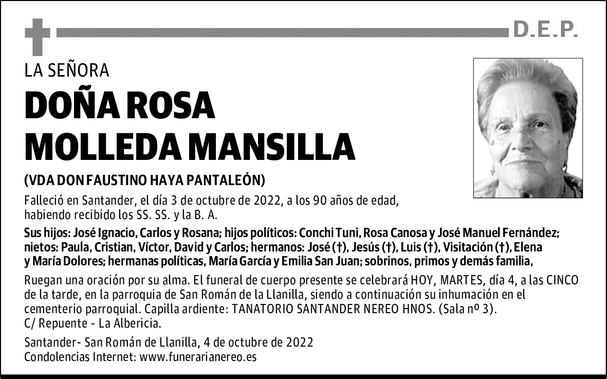 DOÑA ROSA MOLLEDA MANSILLA
