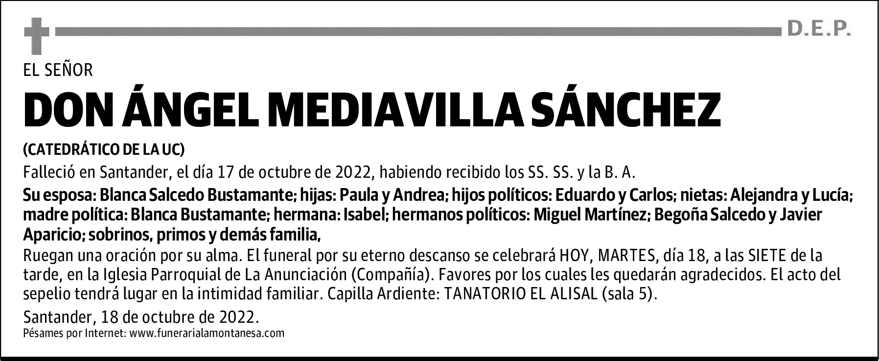 DON ÁNGEL MEDIAVILLA SÁNCHEZ