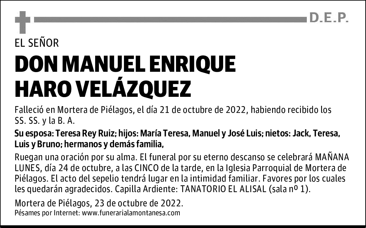 DON MANUEL ENRIQUE HARO VELÁZQUEZ