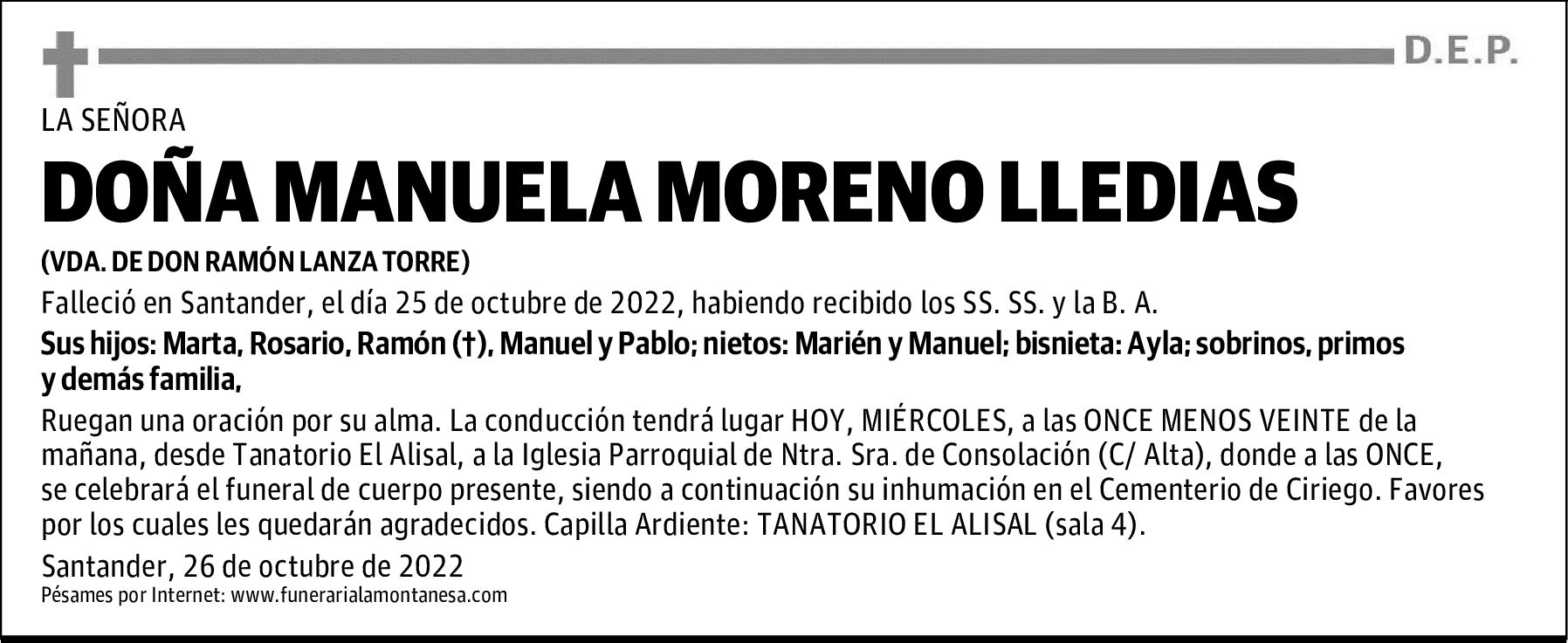 DOÑA MANUELA MORENO LLEDIAS