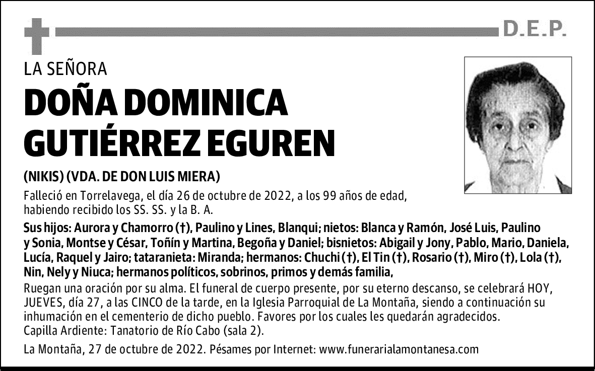 DOÑA DOMINICA GUTIÉRREZ EGUREN