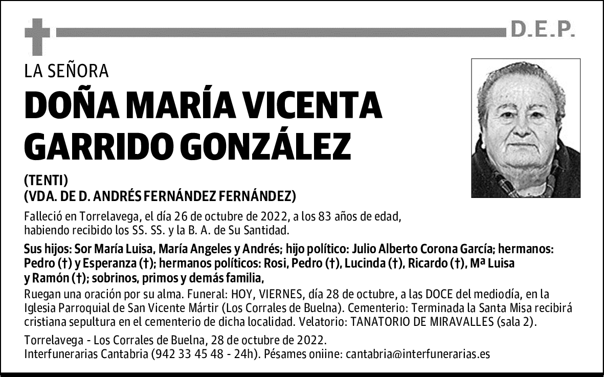 DOÑA MARÍA VICENTA GARRIDO GONZÁLEZ