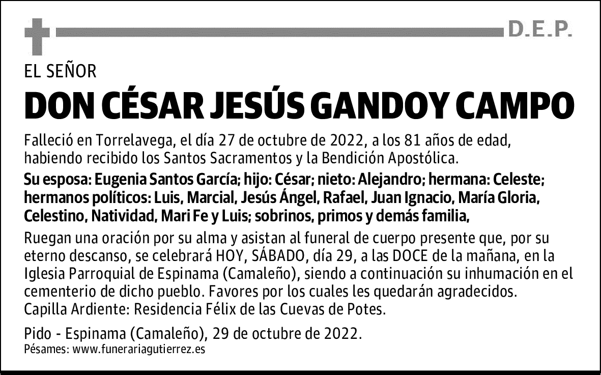 DON CÉSAR JESÚS GANDOY CAMPO