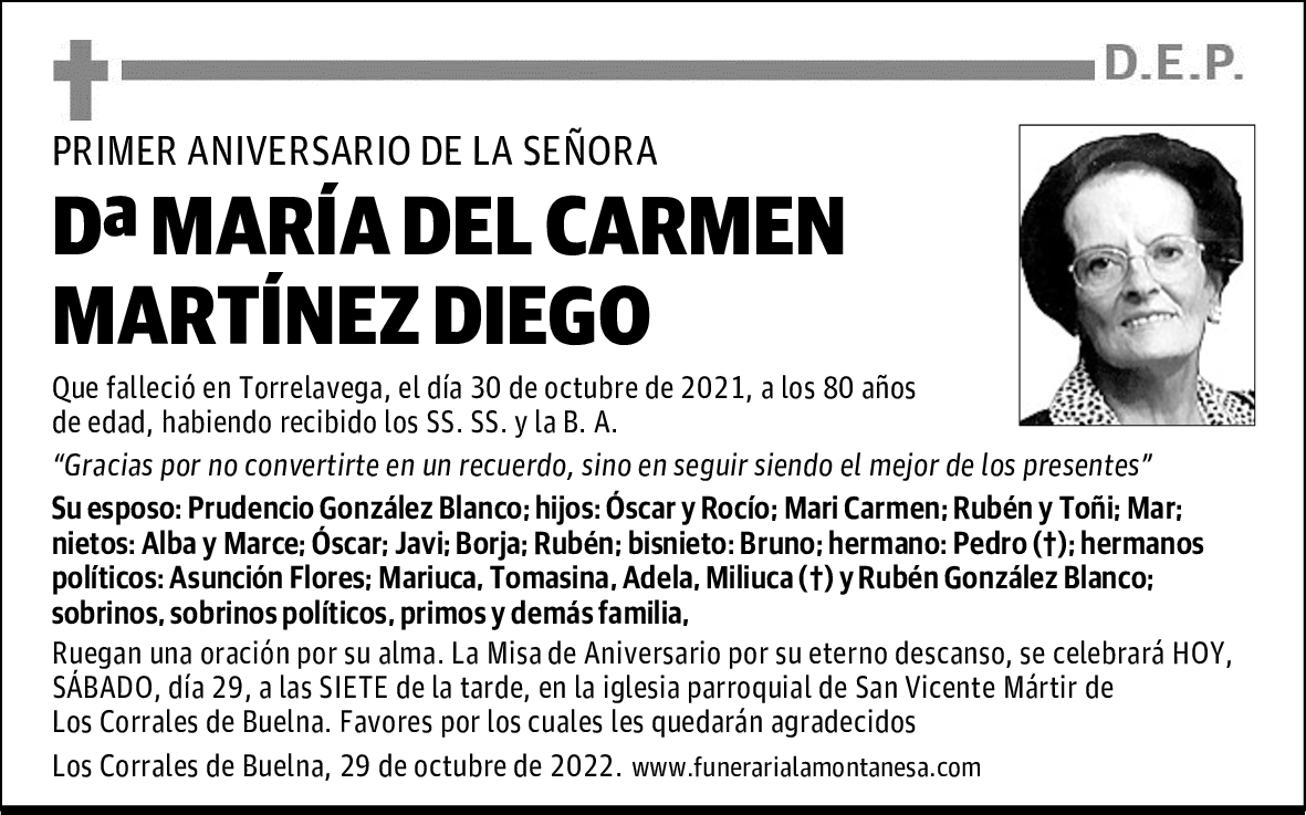 DOÑA MARÍA DEL CARMEN MARTÍNEZ DIEGO
