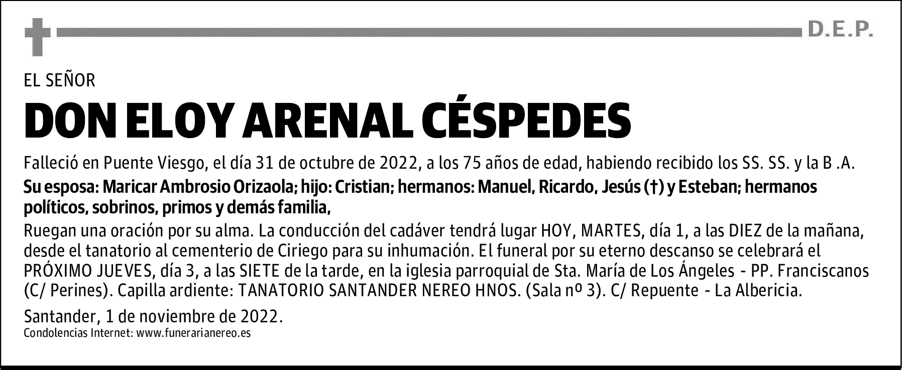 DON ELOY ARENAL CÉSPEDES