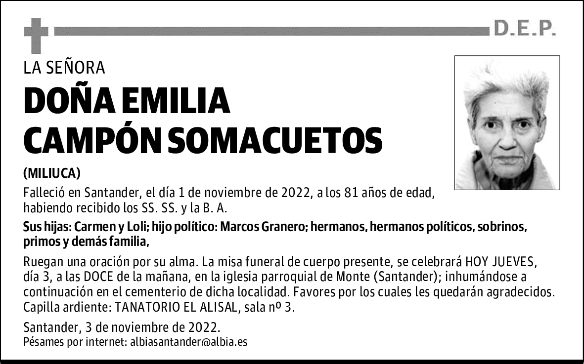 DOÑA EMILIA CAMPÓN SOMACUETOS