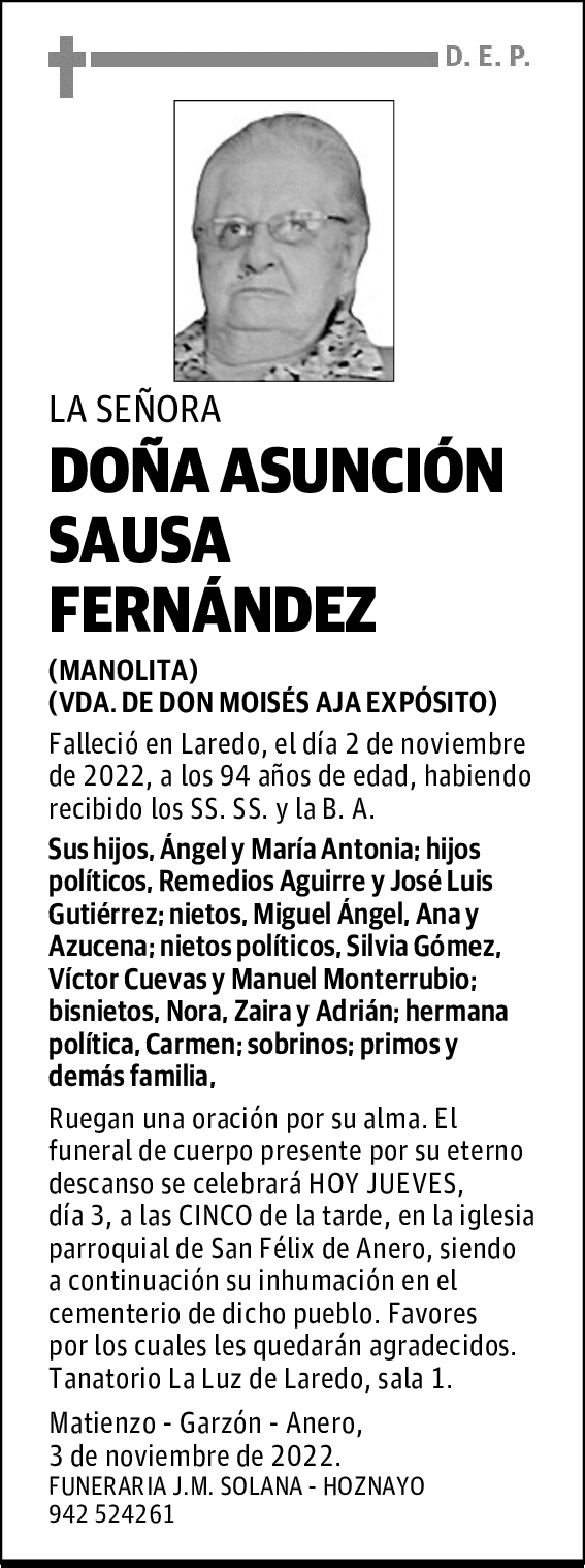 DOÑA ASUNCIÓN SAUSA FERNÁNDEZ