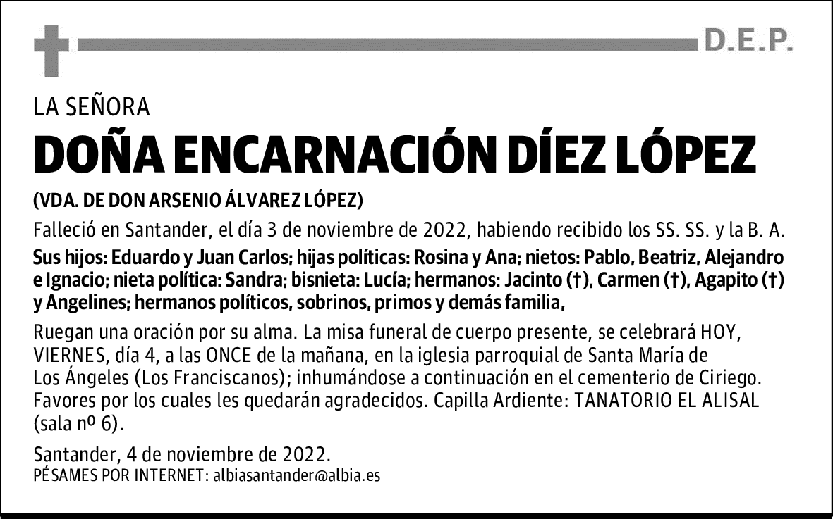 DOÑA ENCARNACIÓN DÍEZ LÓPEZ