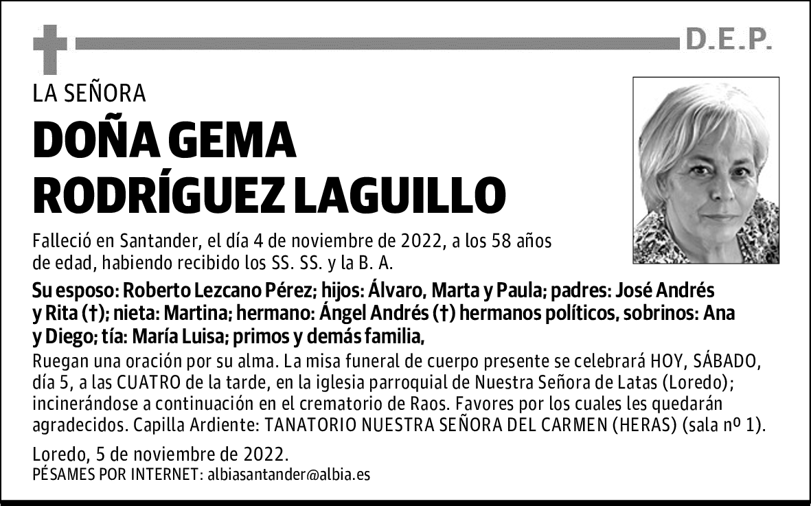 DOÑA GEMA RODRÍGUEZ LAGUILLO