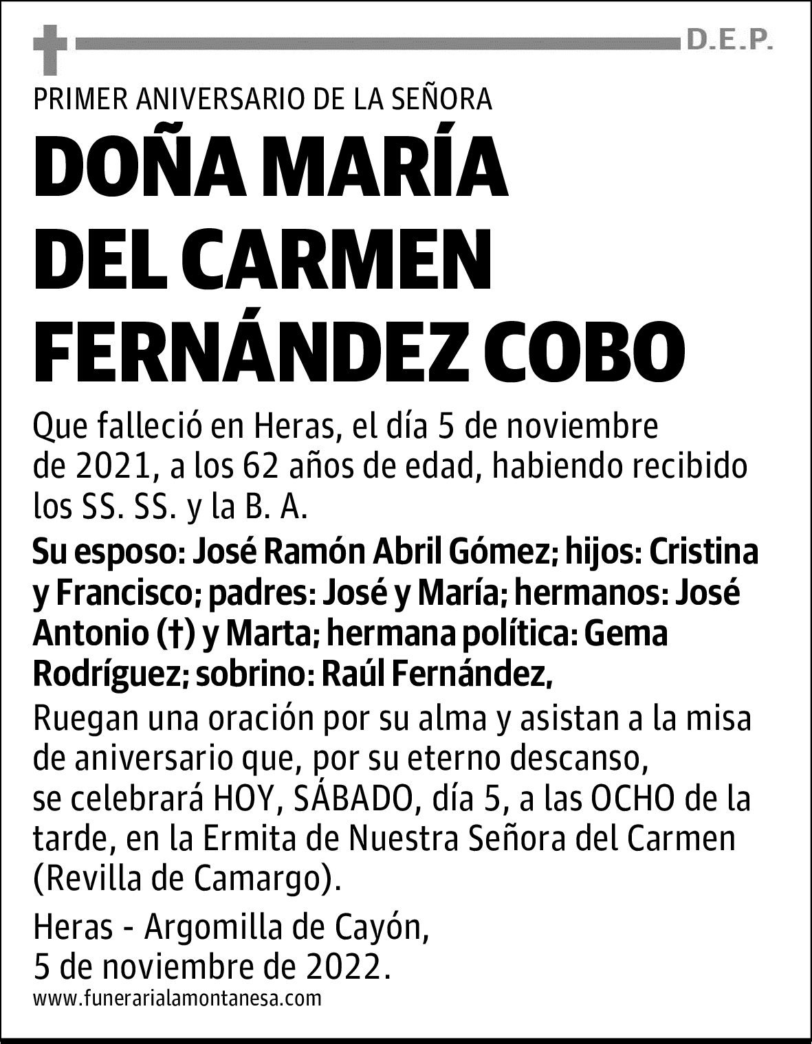DOÑA MARÍA DEL CARMEN FERNÁNDEZ COBO
