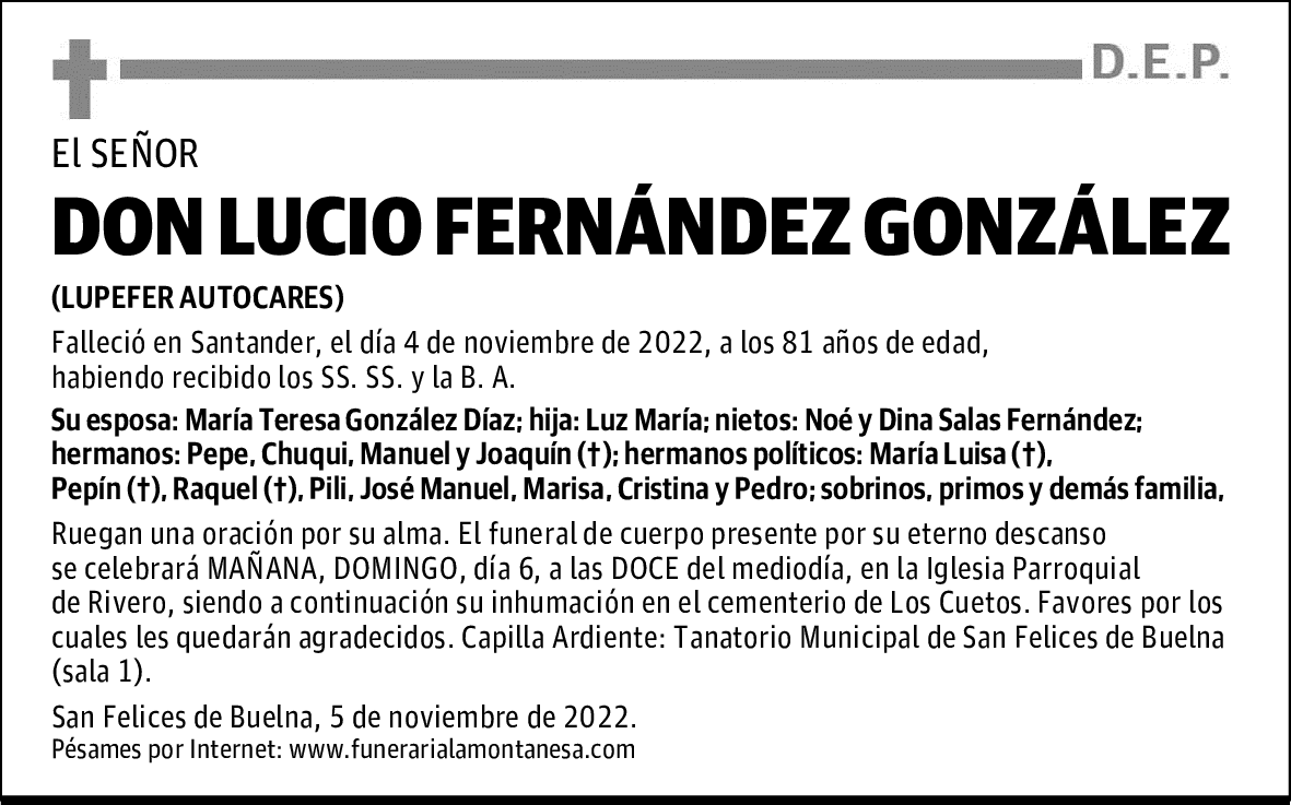 DON LUCIO FERNÁNDEZ GONZÁLEZ