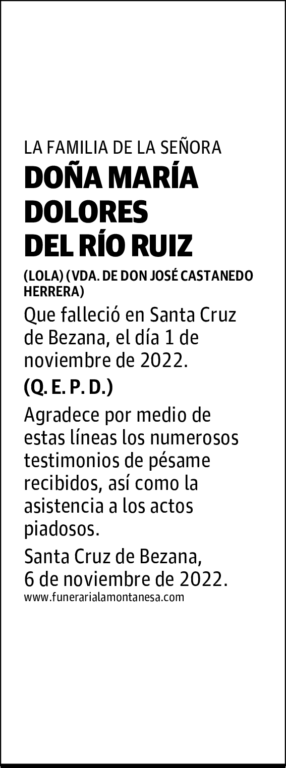 DOÑA MARÍA DOLORES DEL RÍO RUIZ