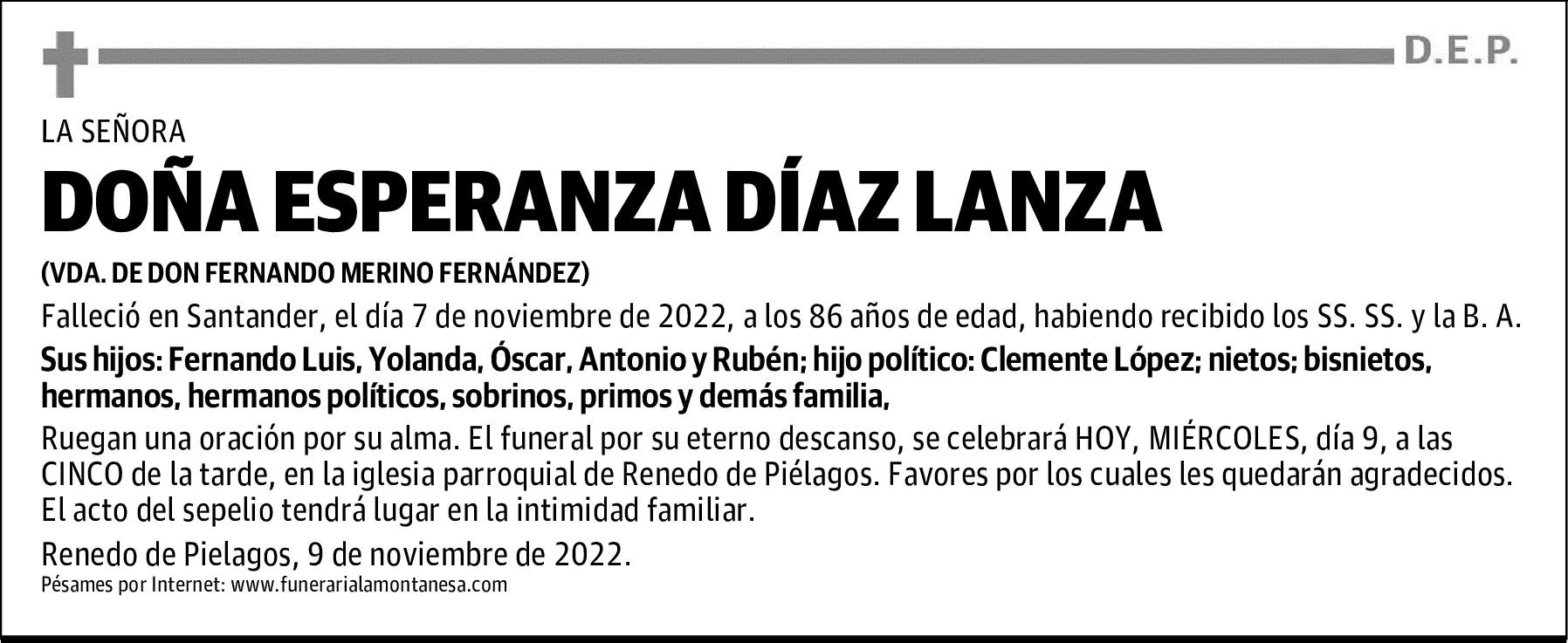 DOÑA ESPERANZA DÍAZ LANZA