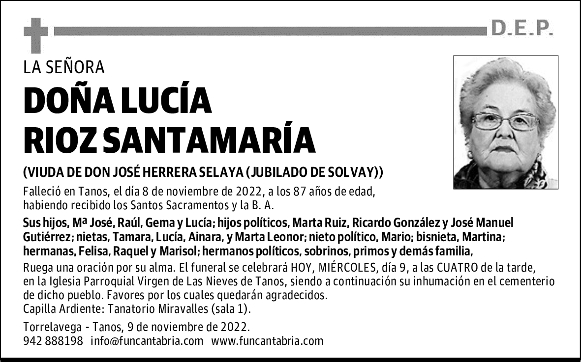 DOÑA LUCÍA RIOZ SANTAMARÍA