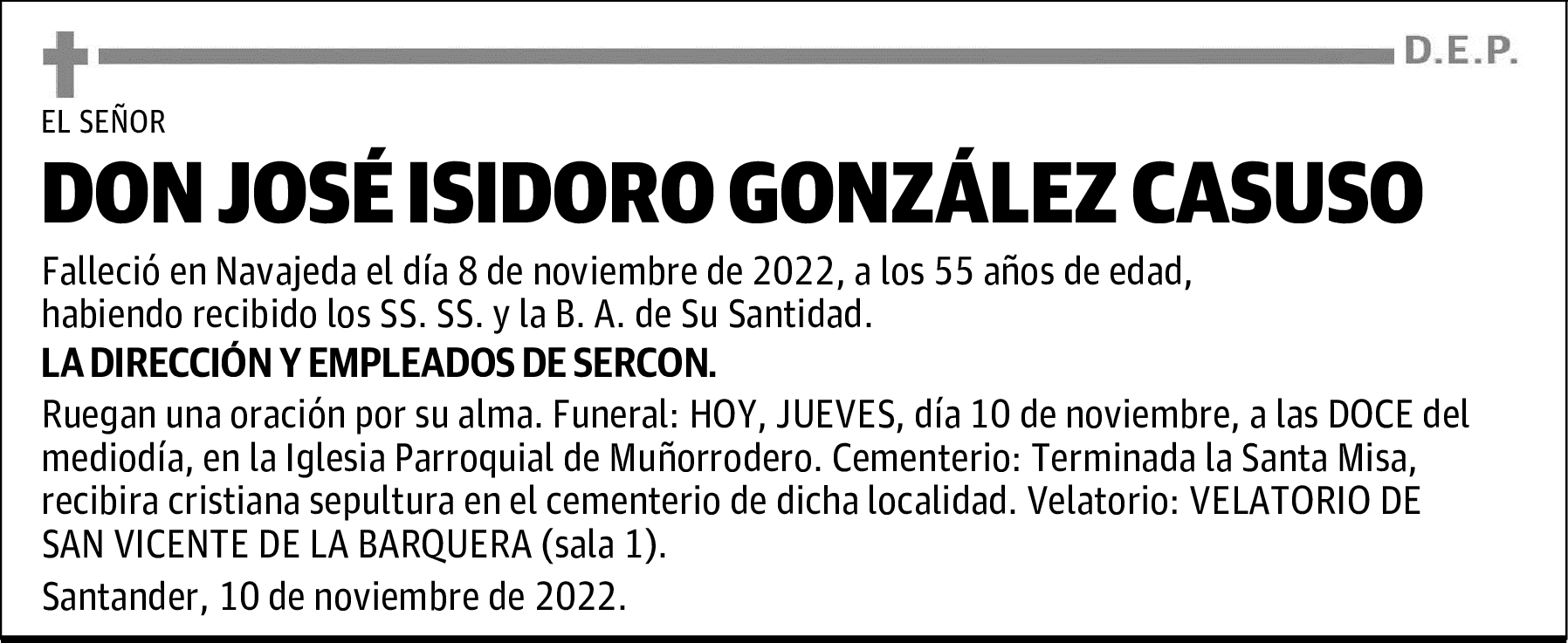 DON JOSÉ ISIDORO GONZÁLEZ CASUSO