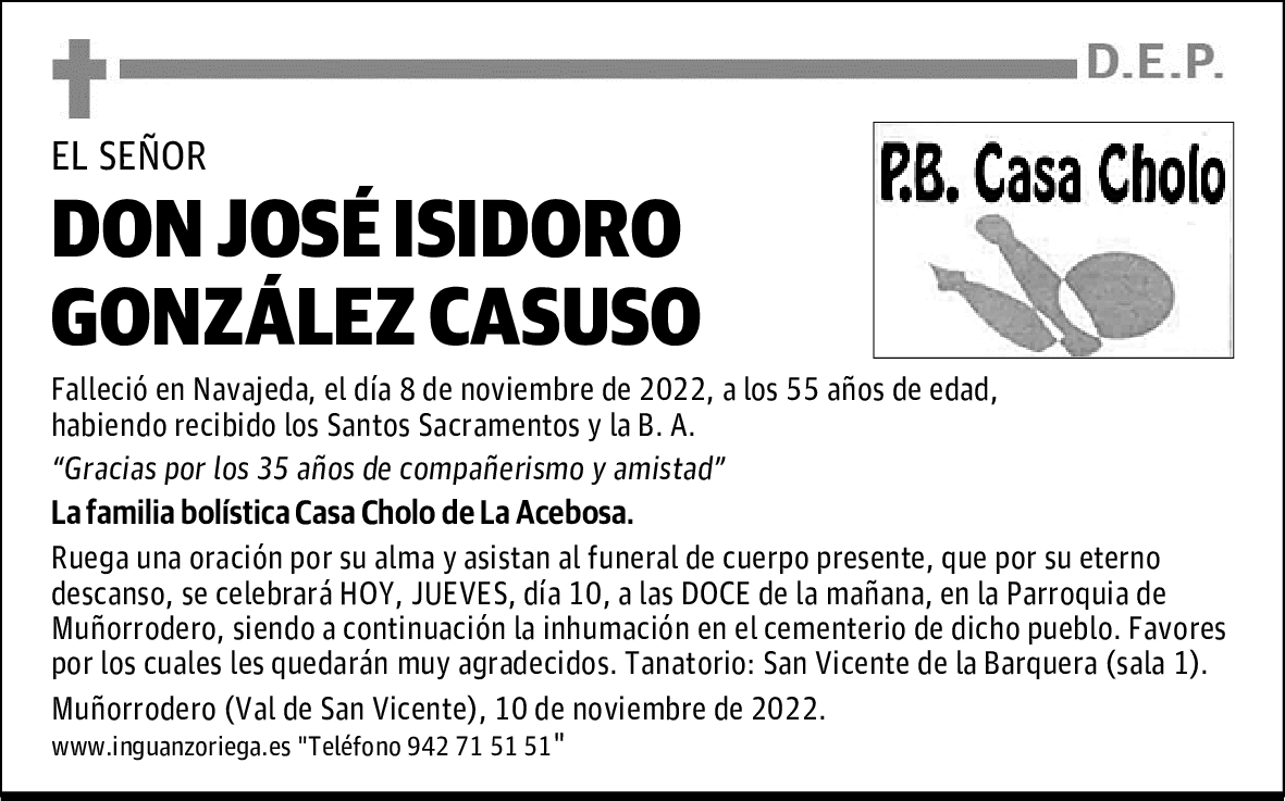 DON JOSÉ ISIDORO GONZÁLEZ CASUSO