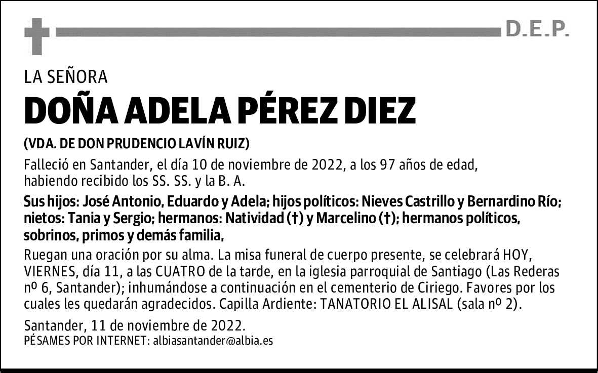 DOÑA ADELA PÉREZ DIEZ