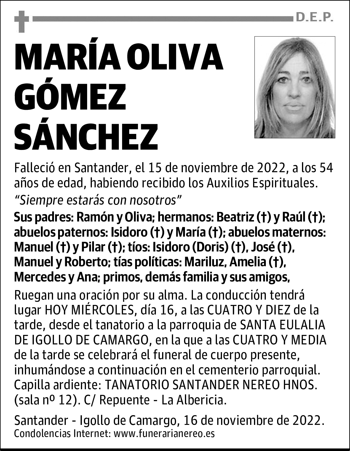 MARÍA OLIVA GÓMEZ SÁNCHEZ