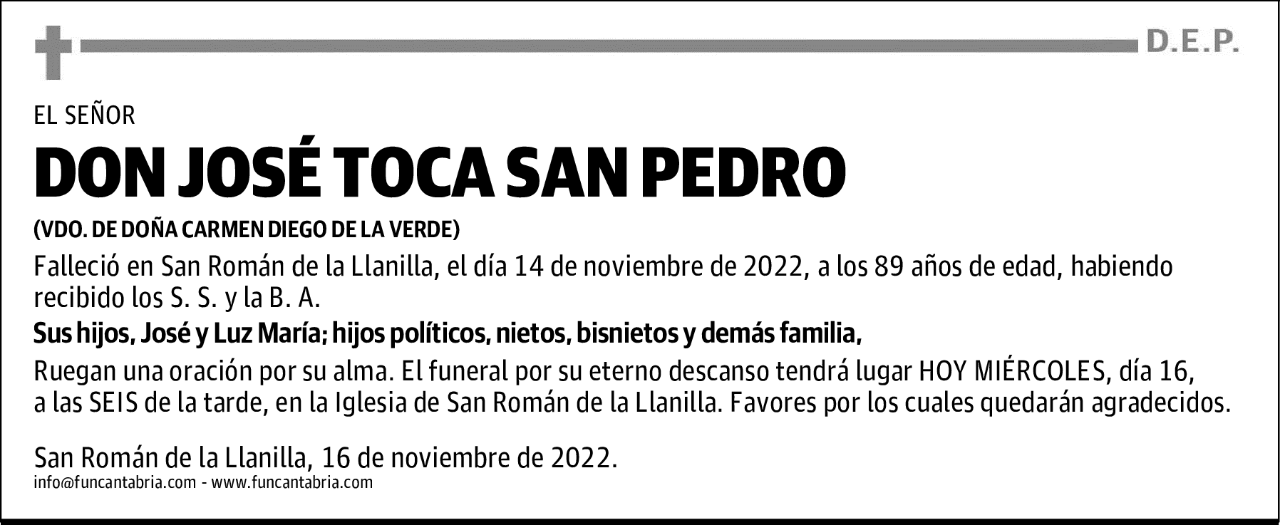 DON JOSÉ TOCA SAN PEDRO