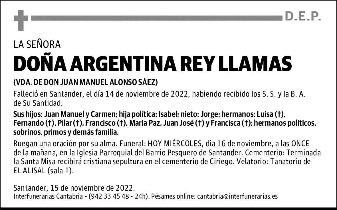 DOÑA ARGENTINA REY LLAMAS