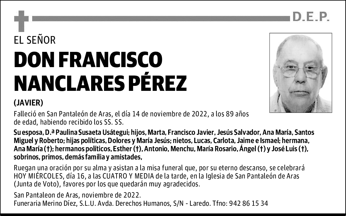 DON FRANCISCO NANCLARES PÉREZ