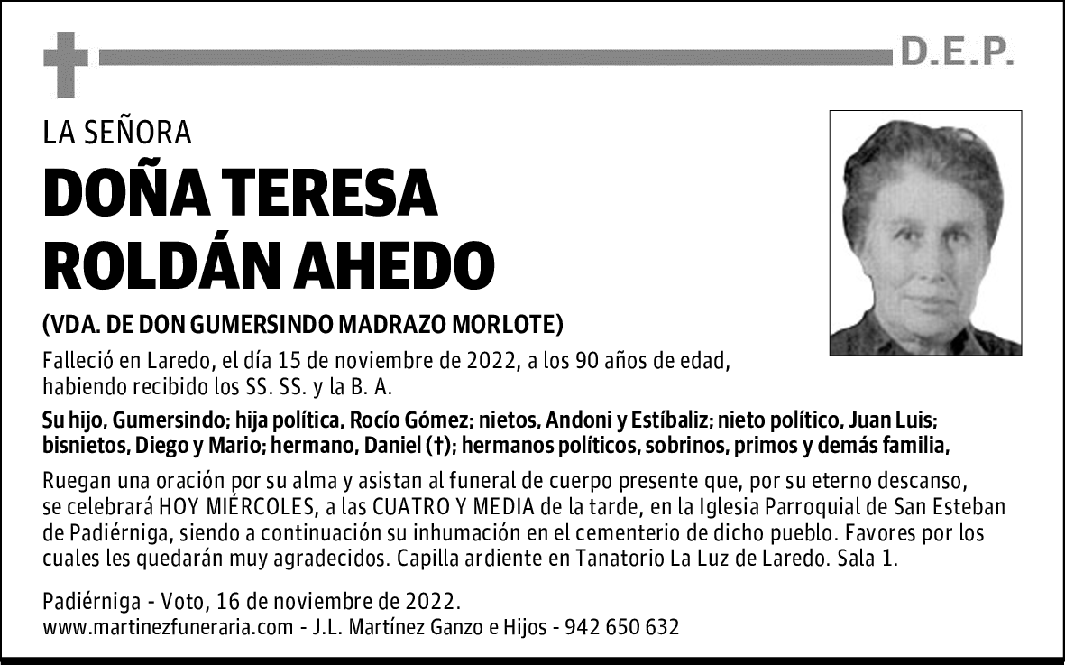 DOÑA TERESA ROLDÁN AHEDO