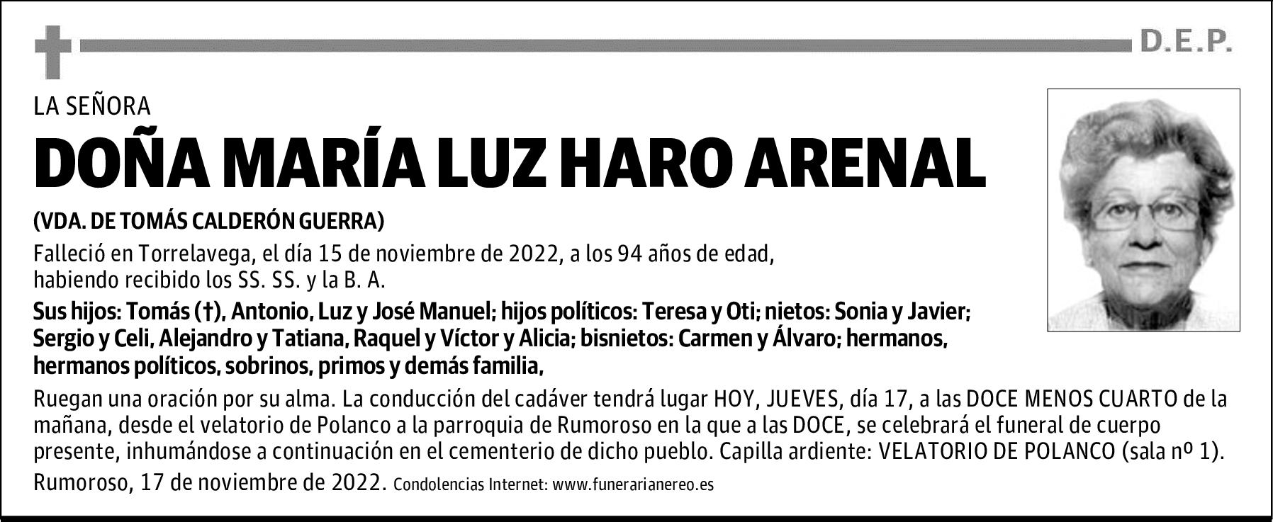 DOÑA MARÍA LUZ HARO ARENAL
