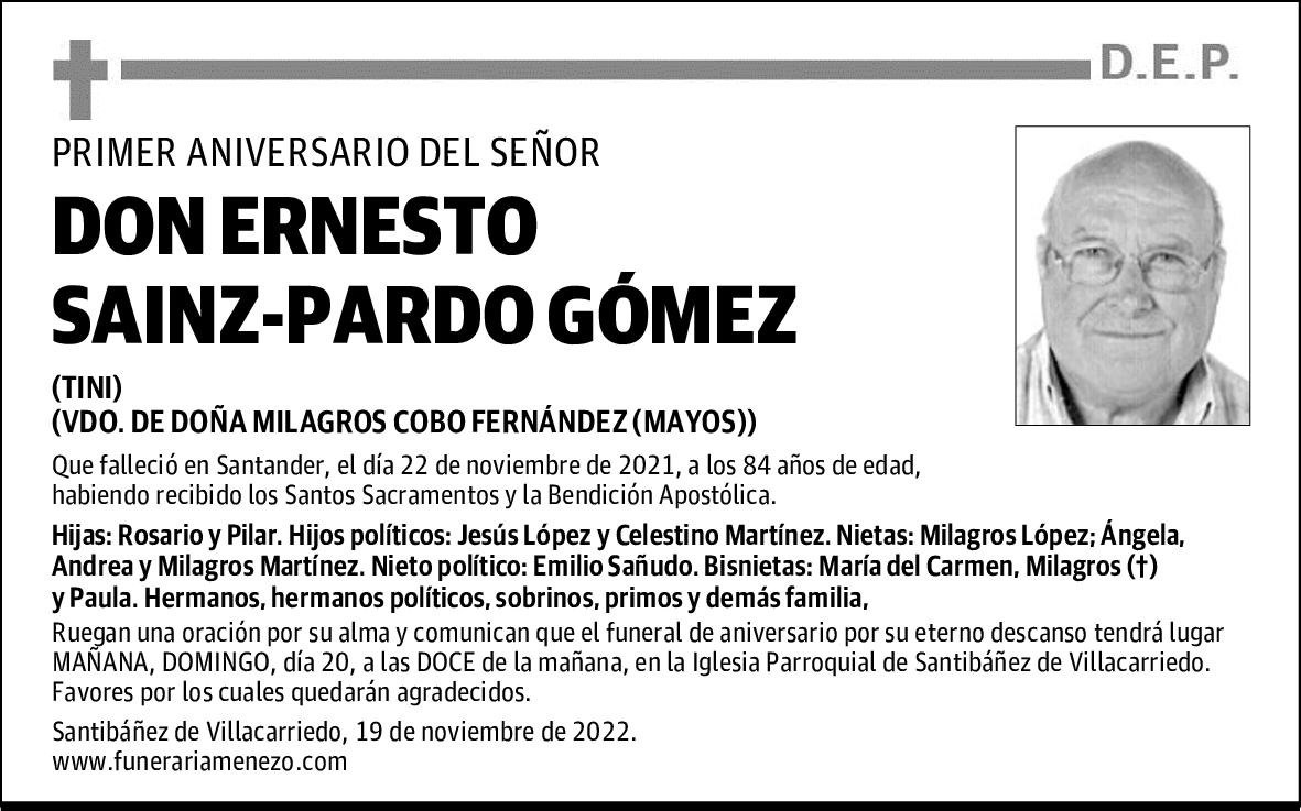 DON ERNESTO SAINZ-PARDO GÓMEZ
