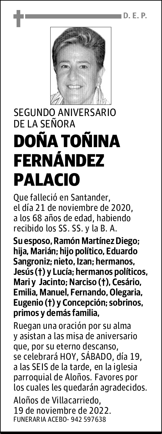 DOÑA TOÑINA FERNÁNDEZ PALACIO