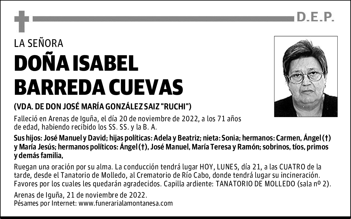 DOÑA ISABEL BARREDA CUEVAS