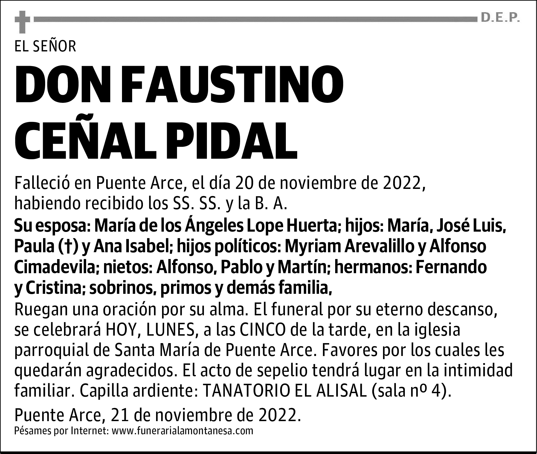 DON FAUSTINO CEÑAL PIDAL