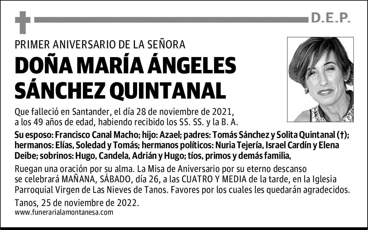 DOÑA MARÍA ÁNGELES SÁNCHEZ QUINTANAL