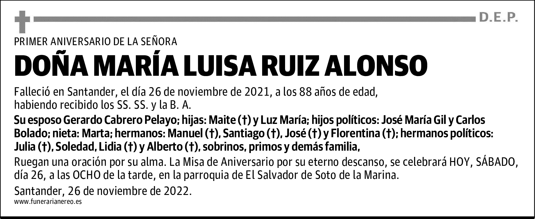 DOÑA MARÍA LUISA RUIZ ALONSO
