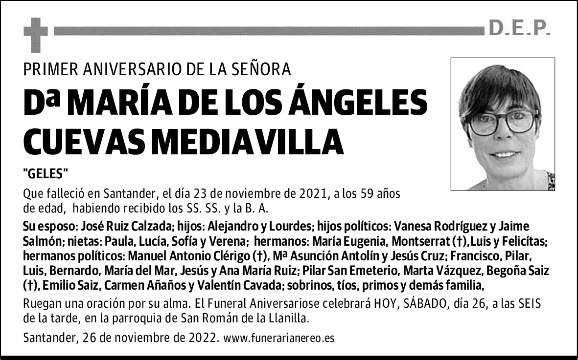 DOÑA MARÍA DE LOS ÁNGELES CUEVAS MEDIAVILLA