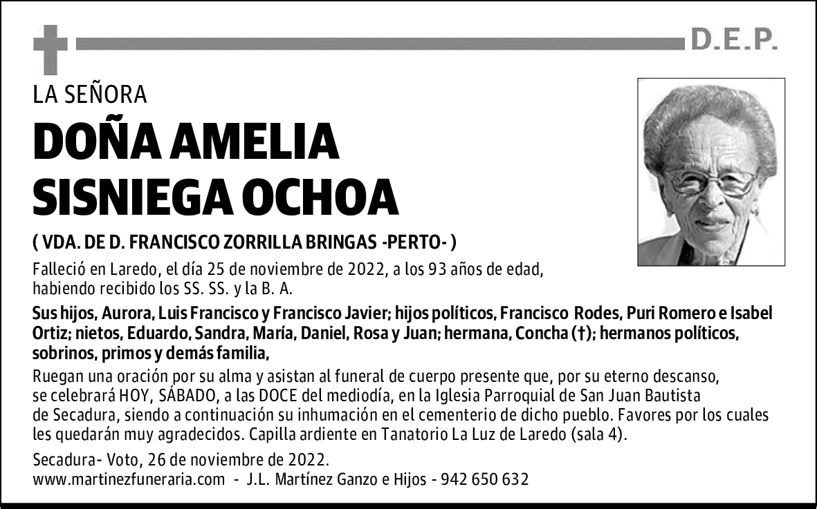 DOÑA AMELIA SISNIEGA OCHOA