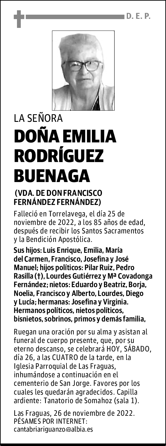 DOÑA EMILIA RODRÍGUEZ BUENAGA