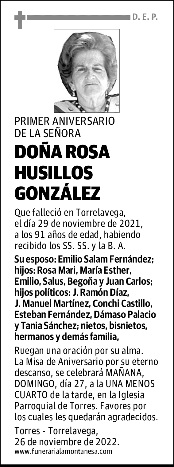 DOÑA ROSA HUSILLOS GONZÁLEZ