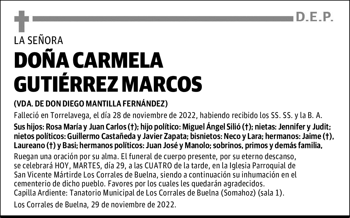 DOÑA CARMELA GUTIÉRREZ MARCOS
