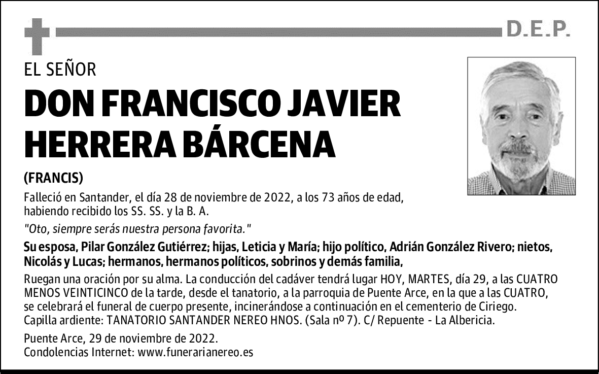DON FRANCISCO JAVIER HERRERA BÁRCENA