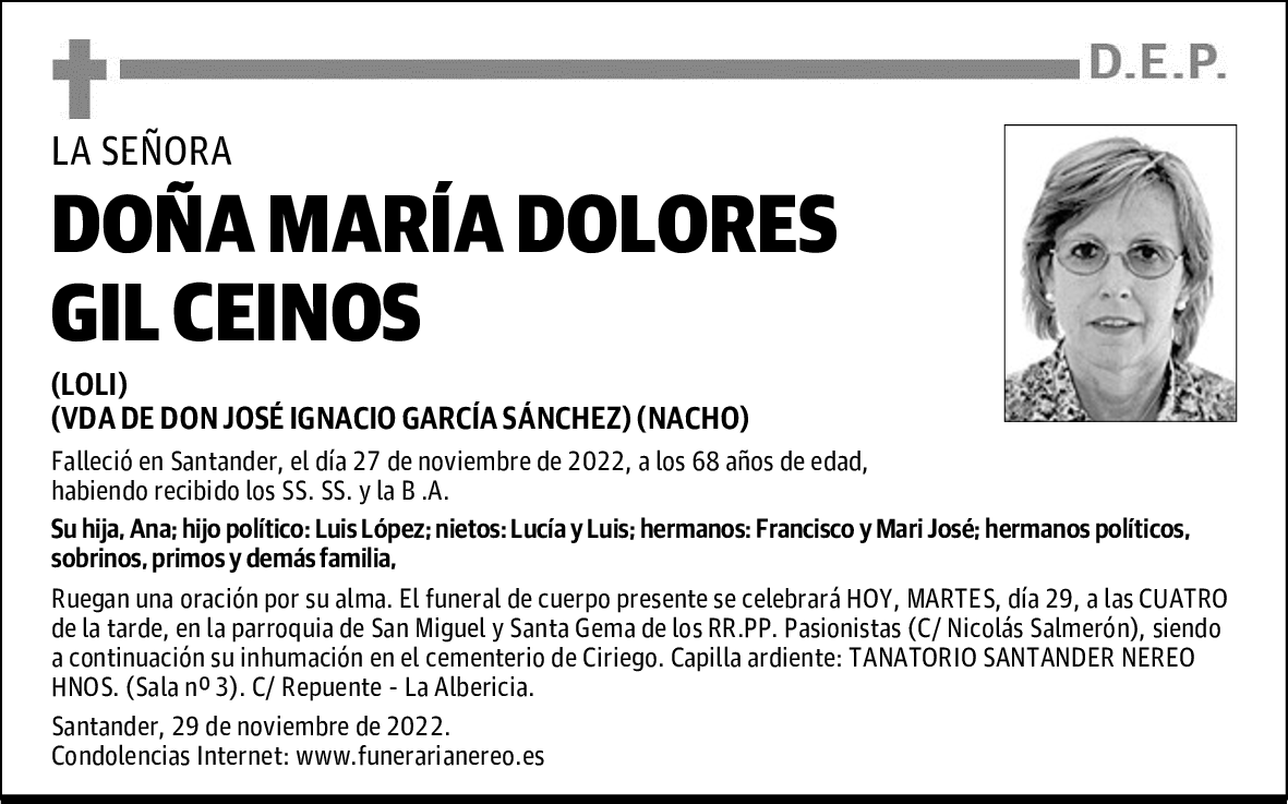DOÑA MARÍA DOLORES GIL CEINOS