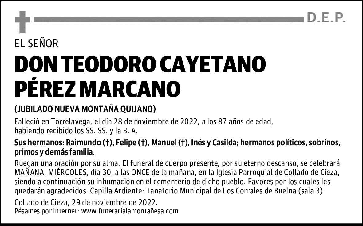 DON TEODORO CAYETANO PÉREZ MARCANO