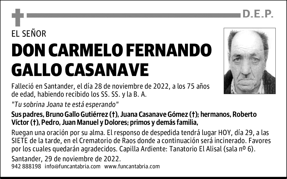 DON CARMELO FERNANDO GALLO CASANAVE