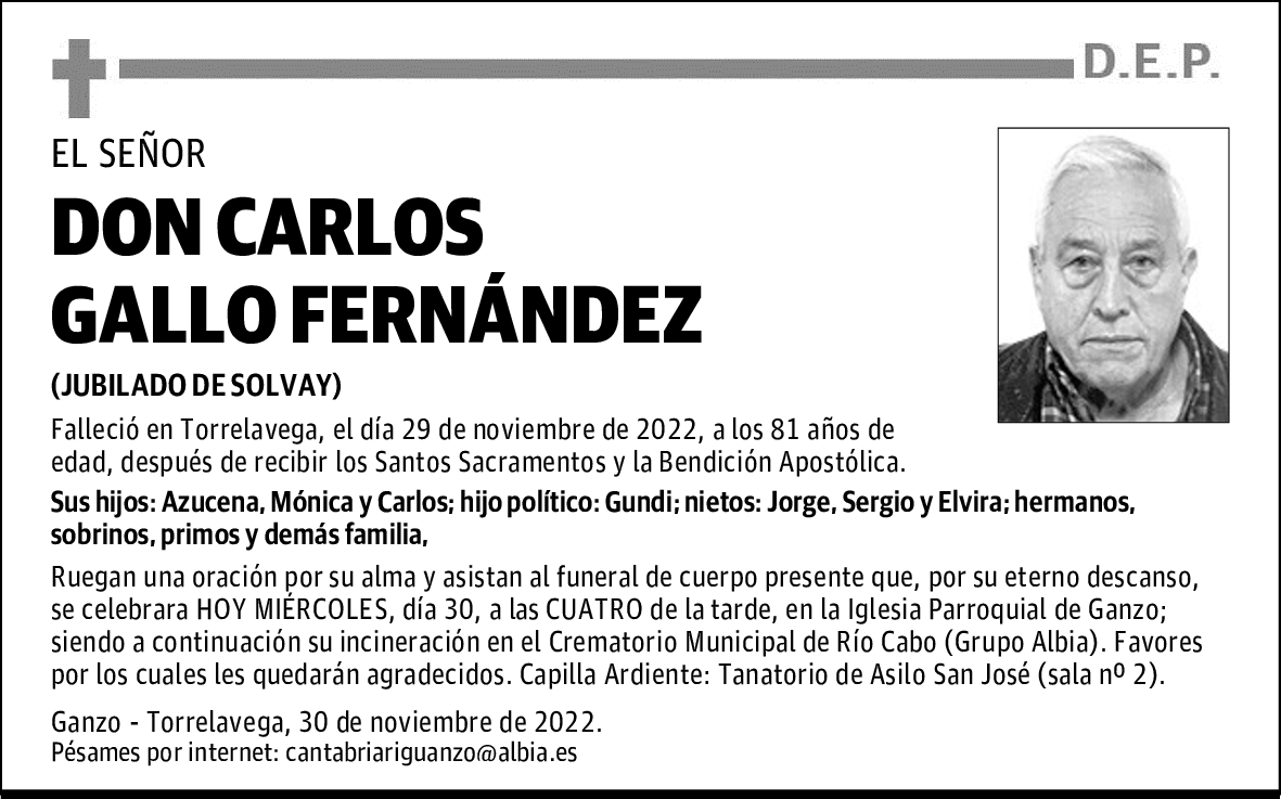 DON CARLOS GALLO FERNÁNDEZ