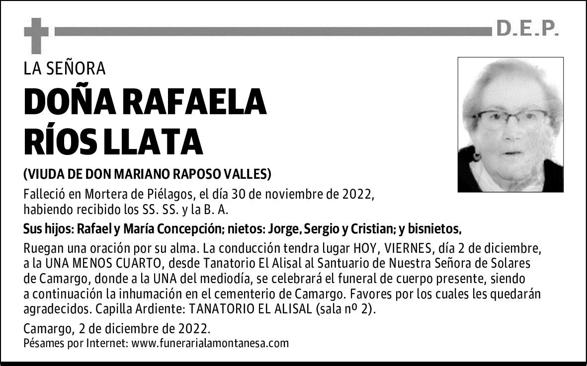 DOÑA RAFAELA RÍOS LLATA