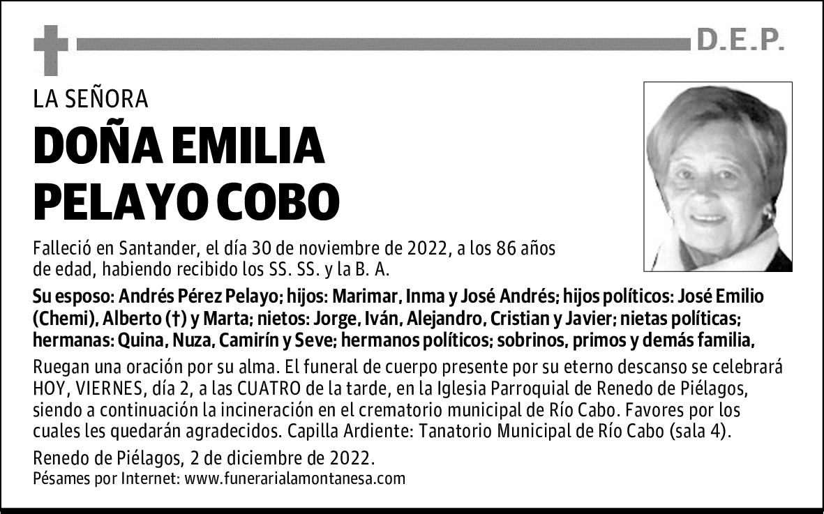 DOÑA EMILIA PELAYO COBO