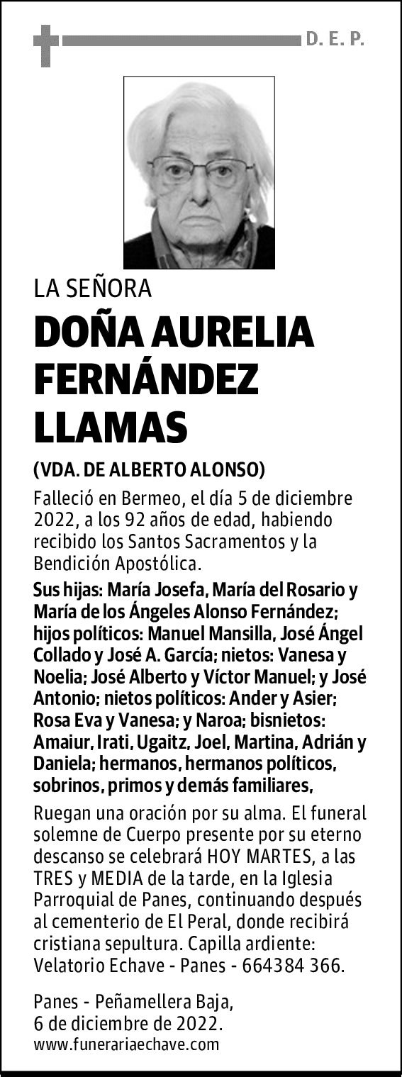 DOÑA AURELIA FERNÁNDEZ LLAMAS