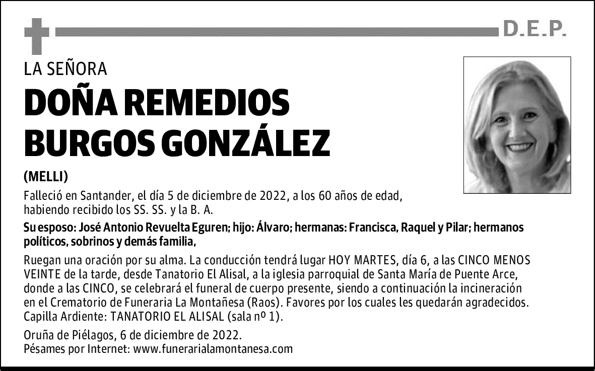 DOÑA REMEDIOS BURGOS GONZÁLEZ