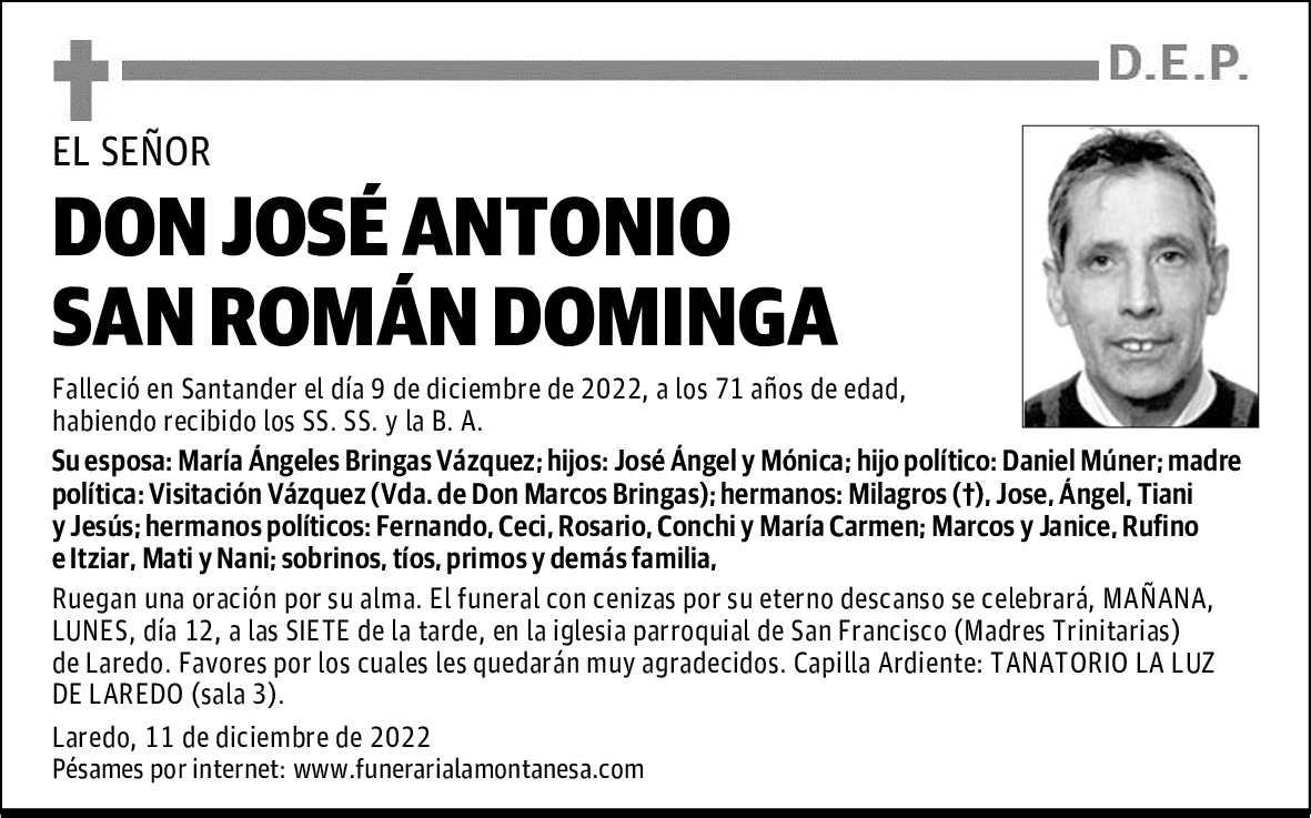 DON JOSÉ ANTONIO SAN ROMÁN DOMINGA