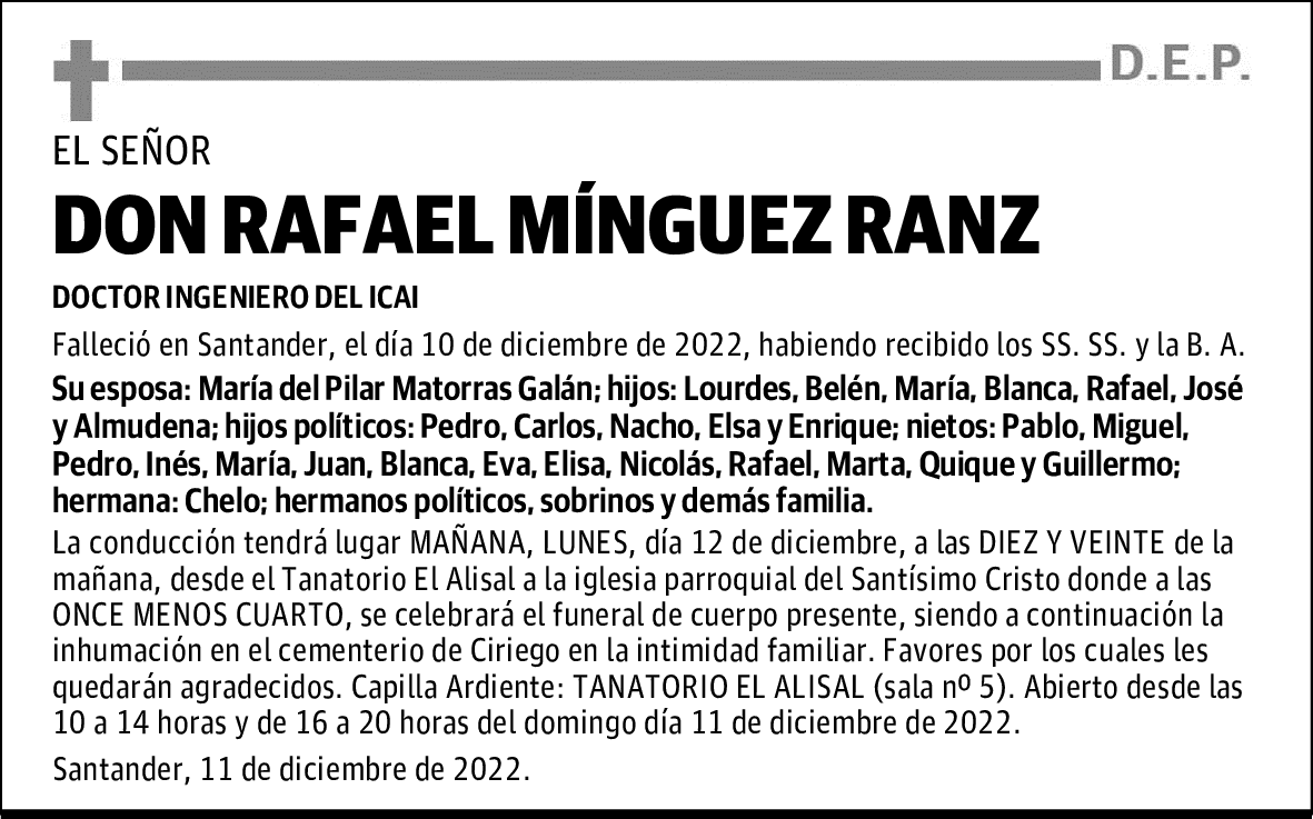DON RAFAEL MÍNGUEZ RANZ