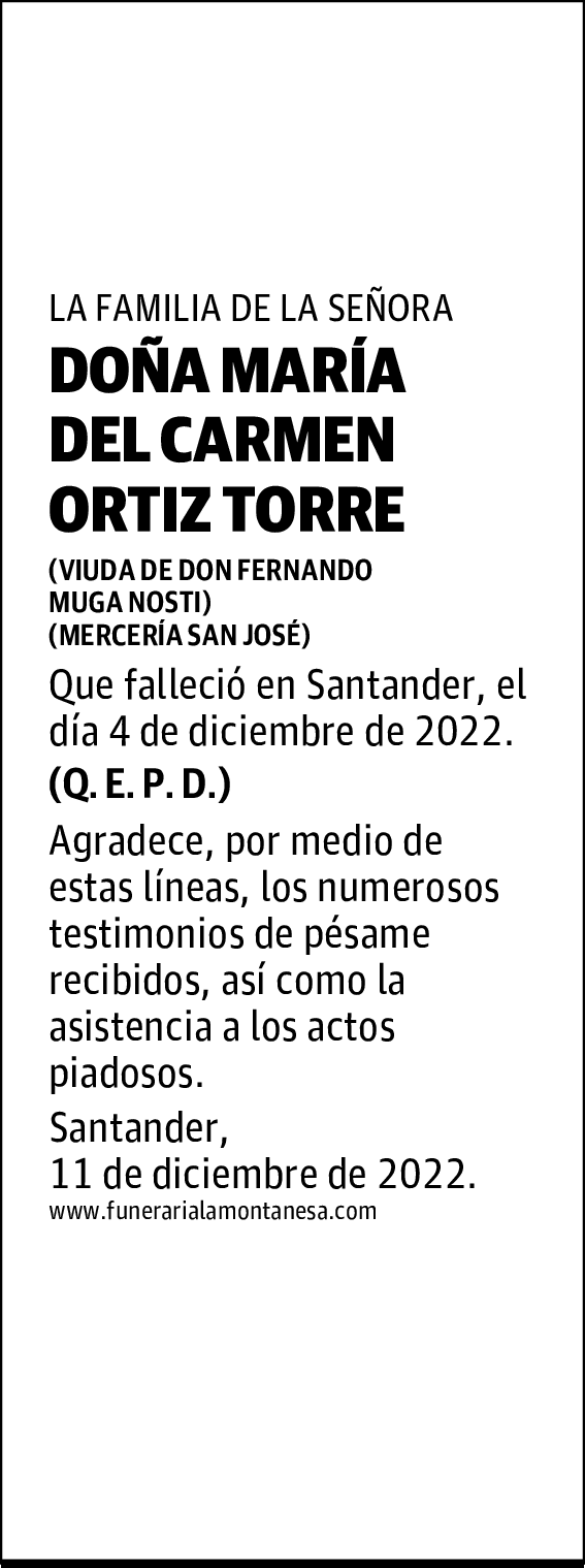 DOÑA MARÍA DEL CARMEN ORTIZ TORRE